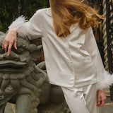 PANTALONI DA ABITO LOUNGE IN BIANCO PIATTO