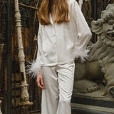 PANTALONI DA ABITO LOUNGE IN BIANCO PIATTO