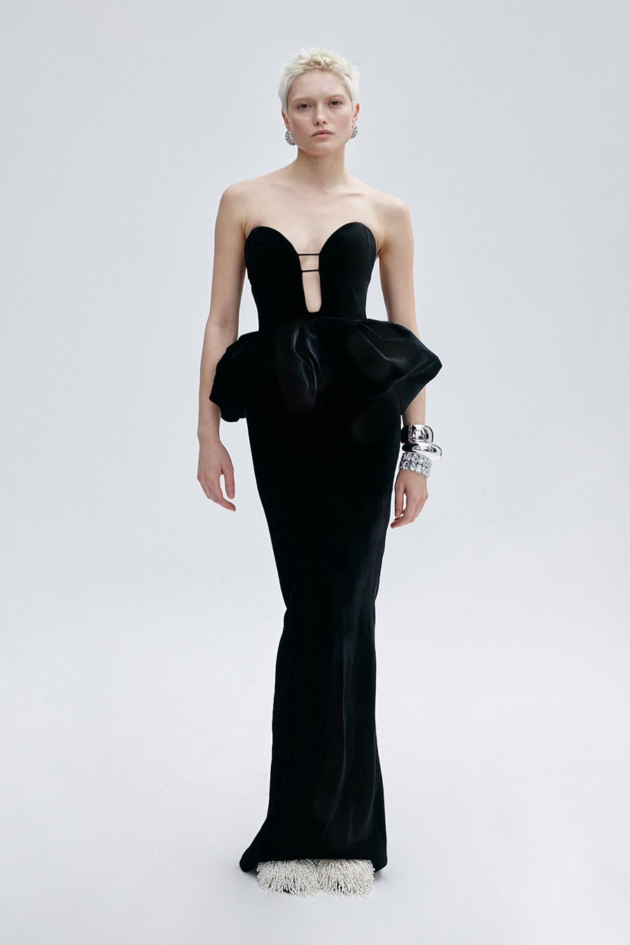 LIA PEPLUM DRESS IN IMPRIAL NOIR THE NEW ARRIVALS - ILKYAZ OZEL LIA PEPLUM DRESS IN IMPRIAL NOIR THE NEW ARRIVALS - ILKYAZ OZEL