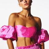 PANTALON GILDA EN SOIE ROSE