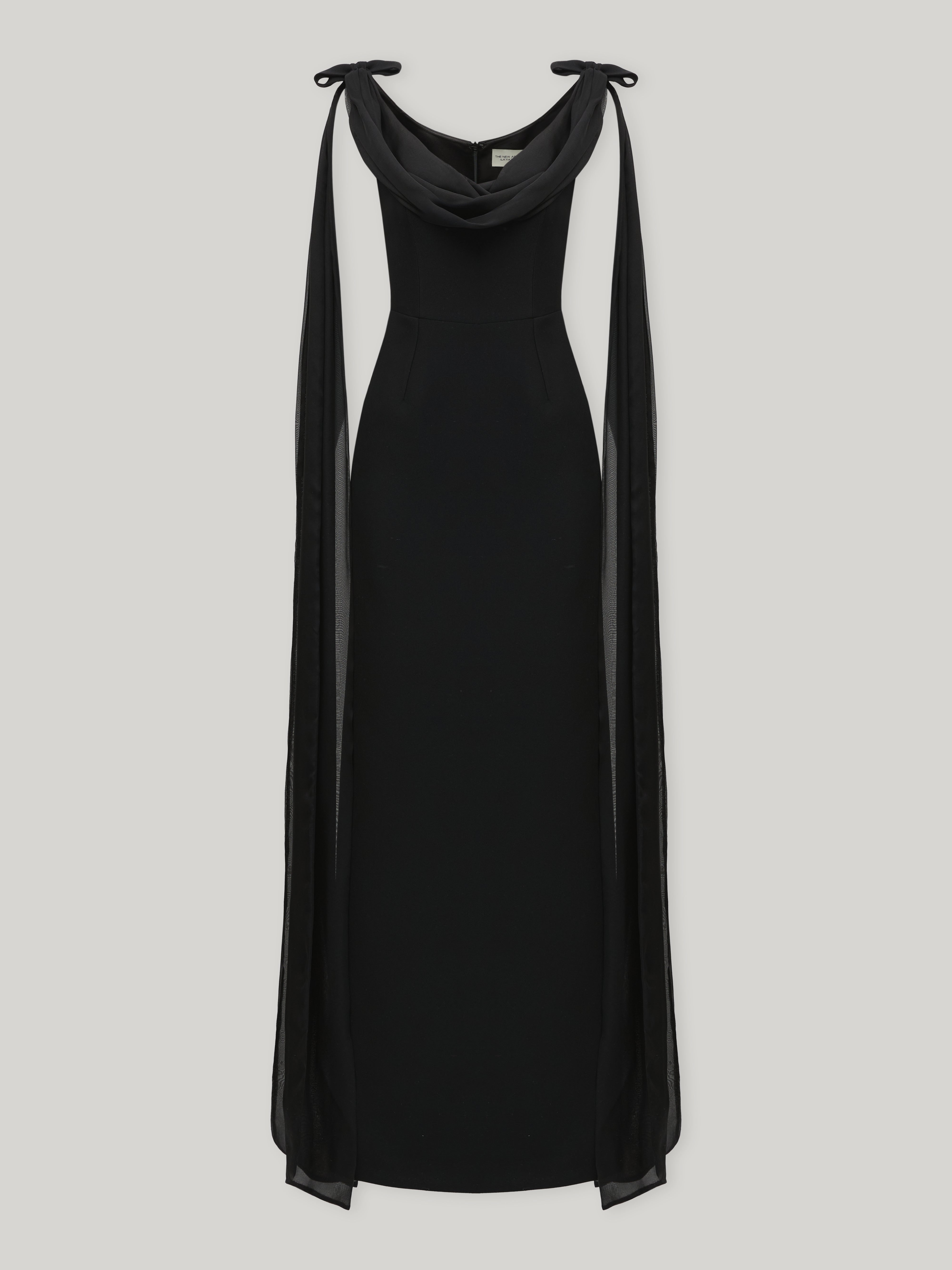 morticia chez castel silk dress The New Arrivals Ilkyaz Ozel Morticia Cowlneck Gown