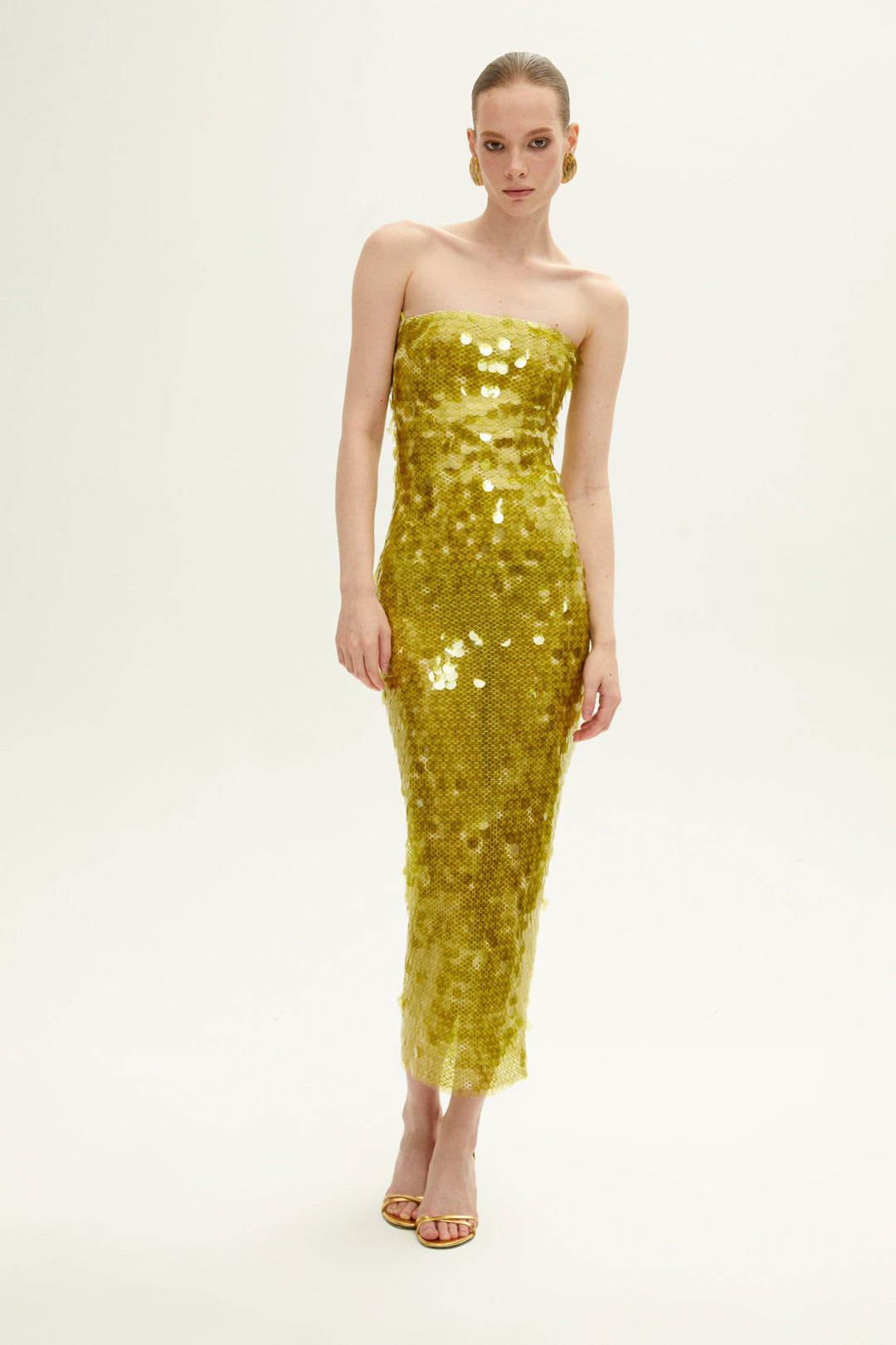 phoenix sequined midi dress PHOENIX IN SA SAL ROSSA
