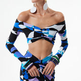 BARBARA TOP IN PSYCHEDELIC BLUE