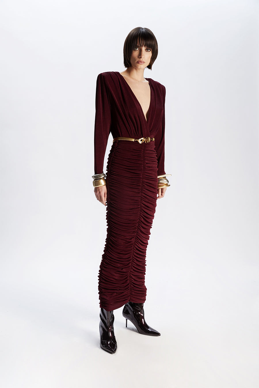 fitted lace wedding dress AZALEA MAXI IN PINOT NOIR – ILKYAZ OZEL
