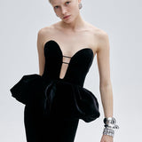 LIA PEPLUM DRESS IN IMPÉRIAL NOIR