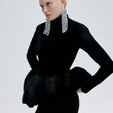 CATROUX MINI PEPLUM DRESS IN IMPÉRIAL NOIR