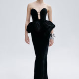 LIA PEPLUM DRESS IN IMPÉRIAL NOIR