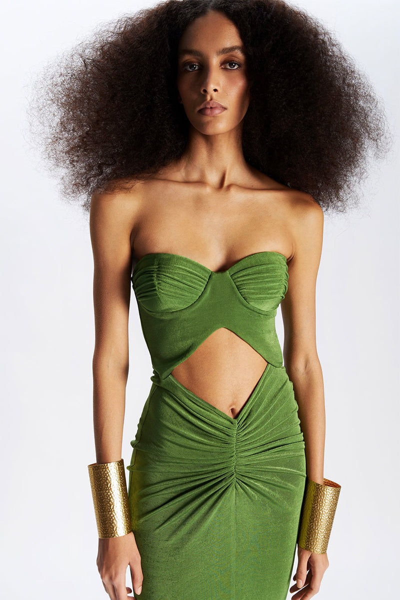 Andrea Strapless in Moss Green
